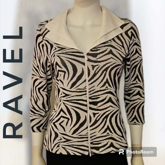 VTG RAVEL Mesh Zebra Print Double Wing Collar Zipper Shacket - Picture 1 of 9
